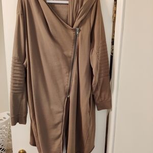 H&M 2XL khaki green hooded zip-up sweater